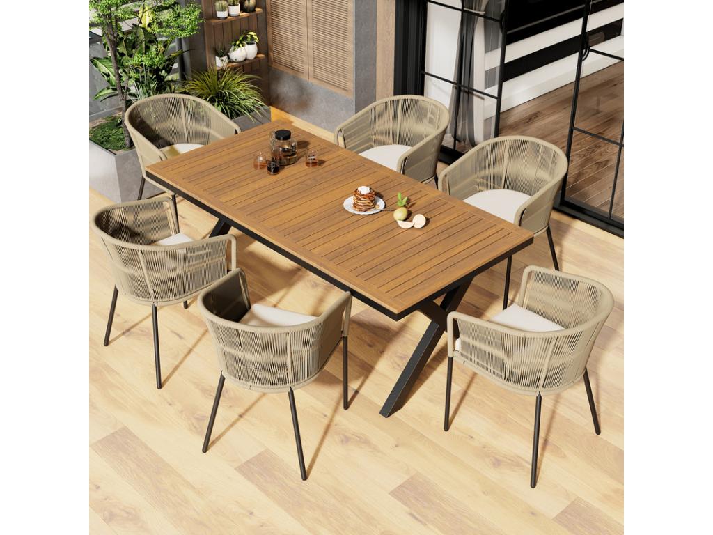 Ensemble table et chaises longues - Beige (beige)