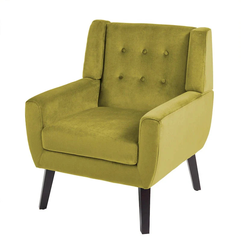 Ensemble de 2 fauteuils d'appoint en velours pour salon, avec accoudoirs rembourrés