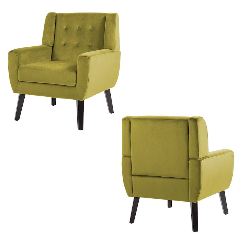 Ensemble de 2 fauteuils d'appoint en velours pour salon, avec accoudoirs rembourrés