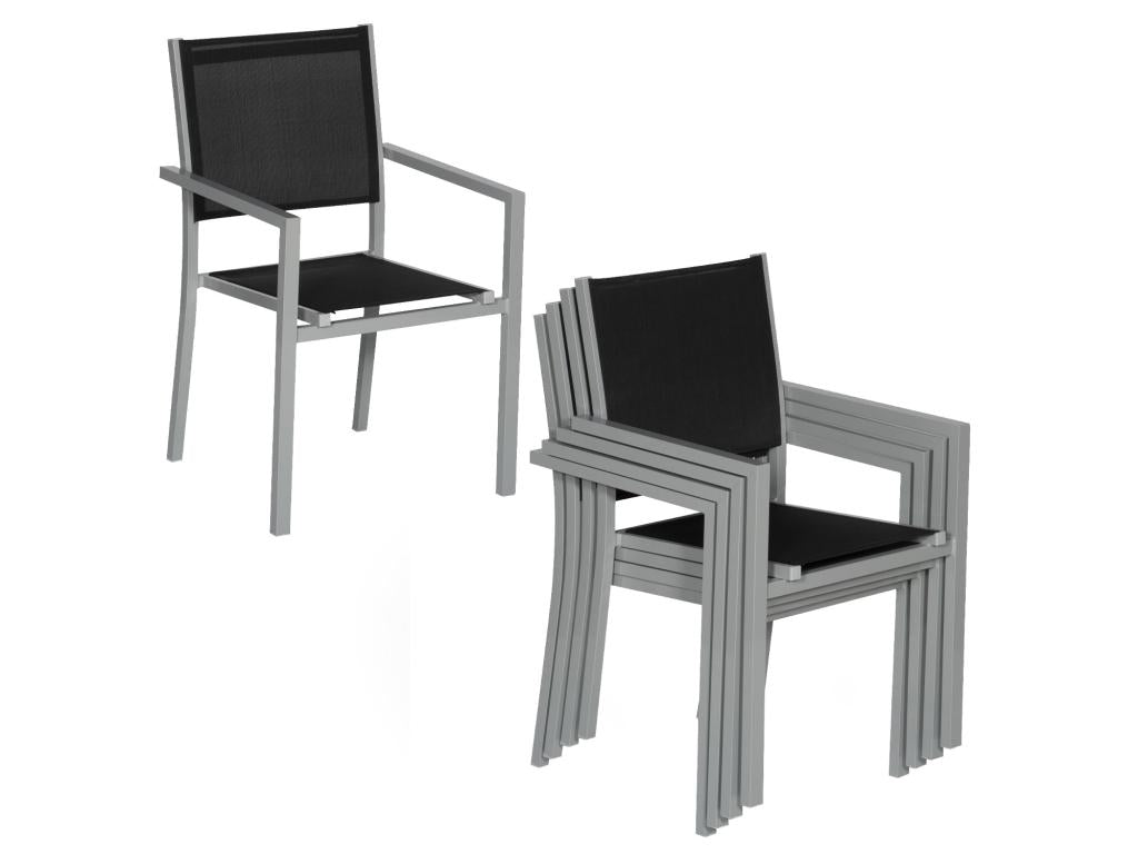 Lot de chaises longues en aluminium - Noir