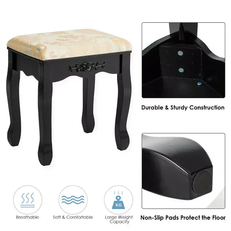 Costway Coiffeuse Table de Maquillage 5 Tabouret
