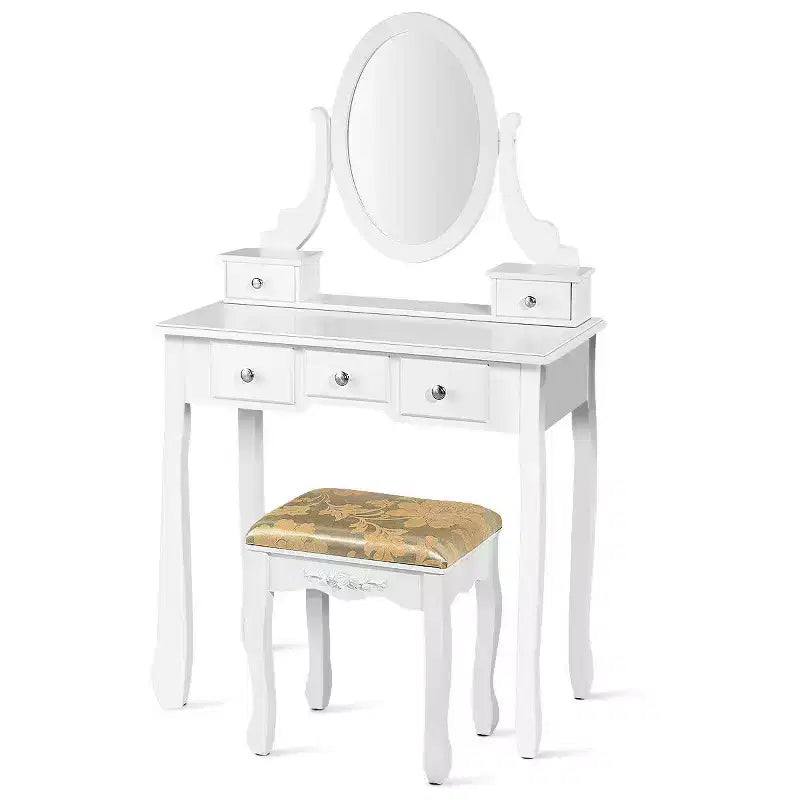 Costway Coiffeuse Table de Maquillage 5 Tabouret