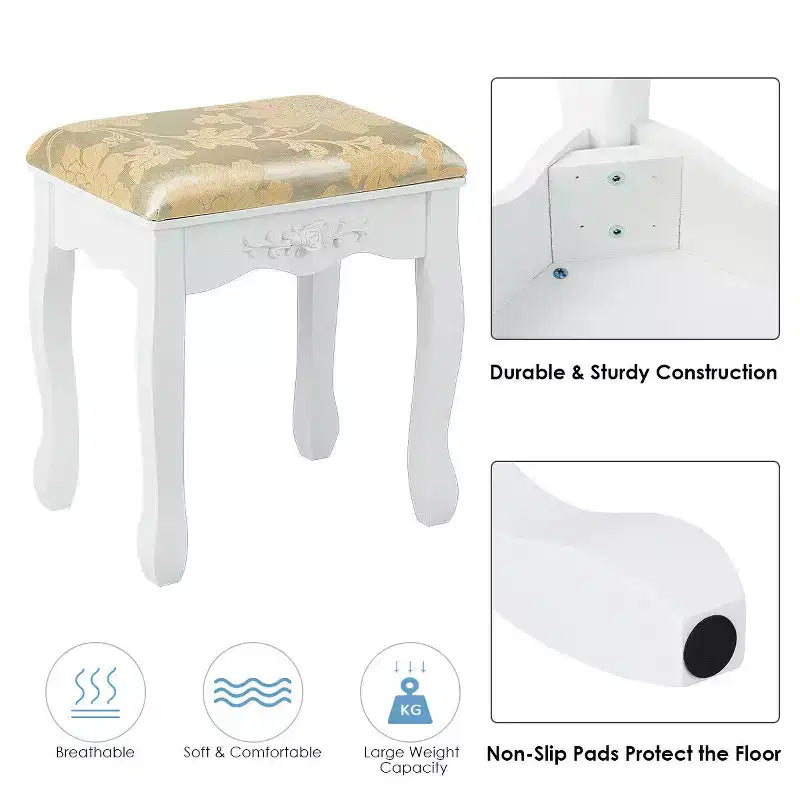 Costway Coiffeuse Table de Maquillage 5 Tabouret