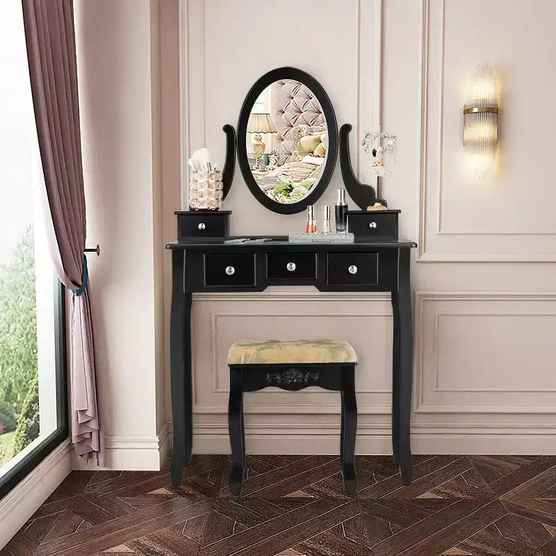 Costway Coiffeuse Table de Maquillage 5 Tabouret