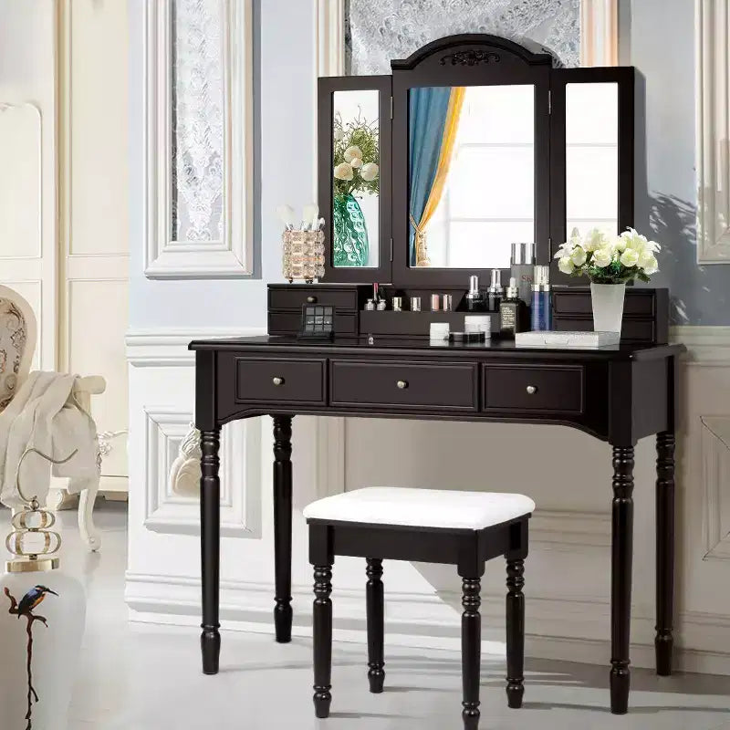 Costway Coiffeuse 7 Tiroirs avec Miroir Triple Pliant