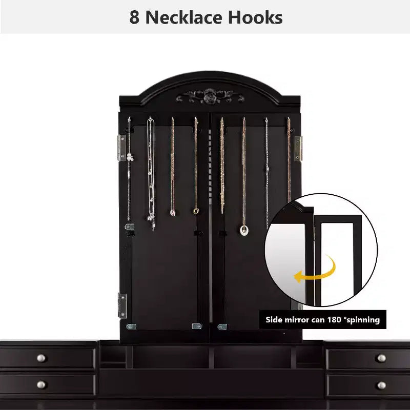 Costway Coiffeuse 7 Tiroirs avec Miroir Triple Pliant