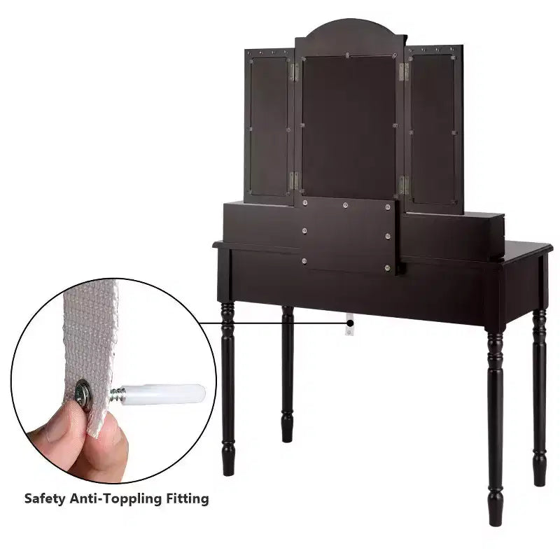 Costway Coiffeuse 7 Tiroirs avec Miroir Triple Pliant