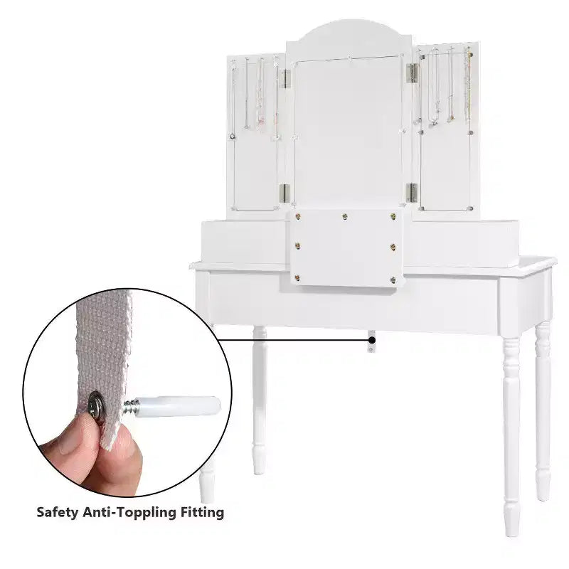 Costway Coiffeuse 7 Tiroirs avec Miroir Triple Pliant