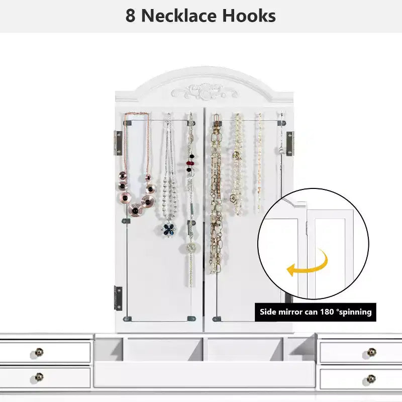 Costway Coiffeuse 7 Tiroirs avec Miroir Triple Pliant