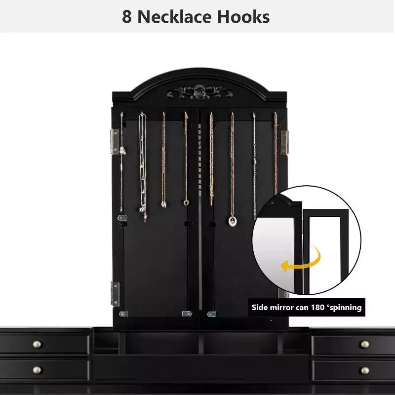 Costway Coiffeuse 7 Tiroirs avec Miroir Triple Pliant