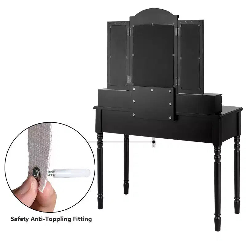 Costway Coiffeuse 7 Tiroirs avec Miroir Triple Pliant