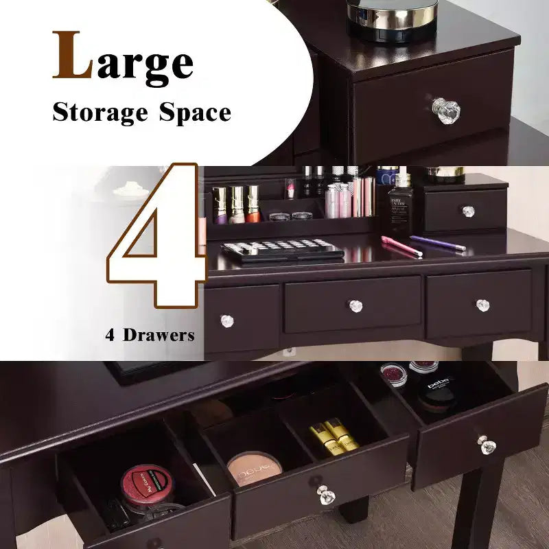 Coiffeuse Costway avec miroir amovible et 10 ampoules à intensité réglable avec interrupteur tactile