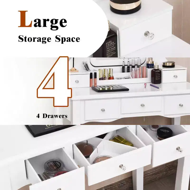 Coiffeuse Costway avec miroir amovible et 10 ampoules à intensité réglable avec interrupteur tactile