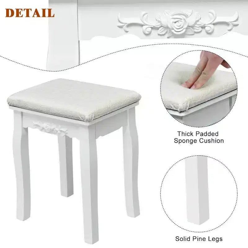 Coiffeuse Costway avec miroir amovible et 10 ampoules à intensité réglable avec interrupteur tactile
