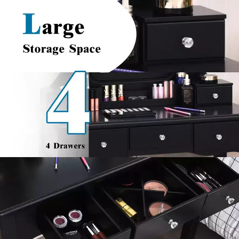 Coiffeuse Costway avec miroir amovible et 10 ampoules à intensité réglable avec interrupteur tactile