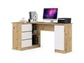 Grand bureau d'angle - Blanc/Naturel clair