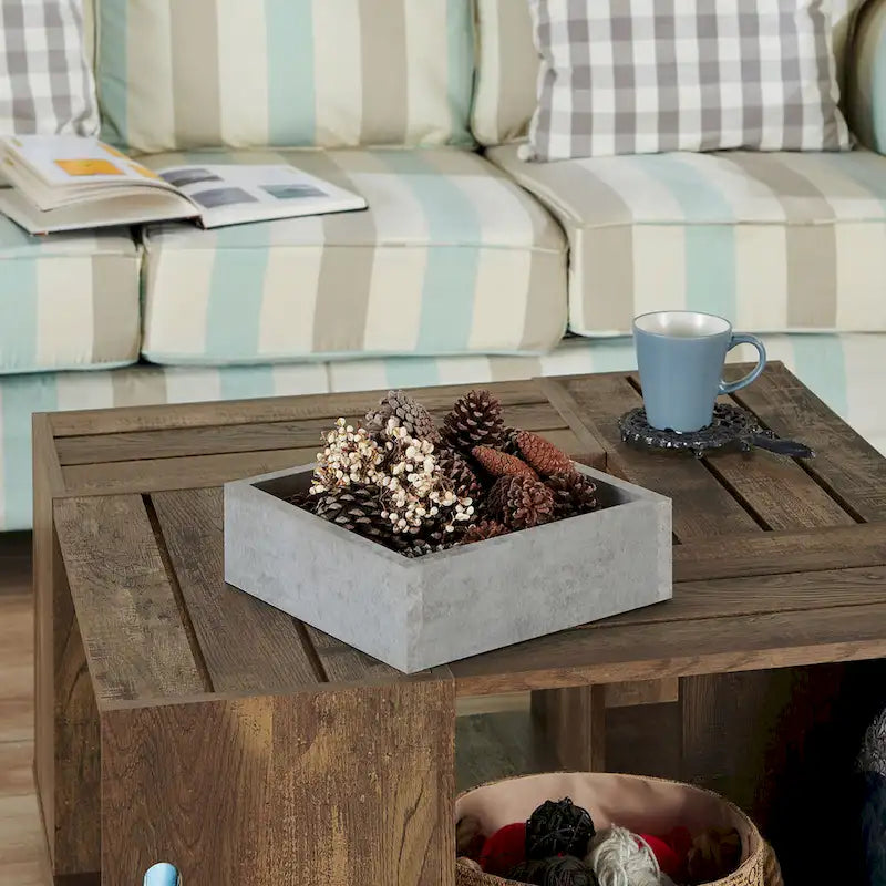 Table basse mobile DH BASIC en chêne rustique avec étagère ouverte de 81 cm (32 pouces) par Denhour