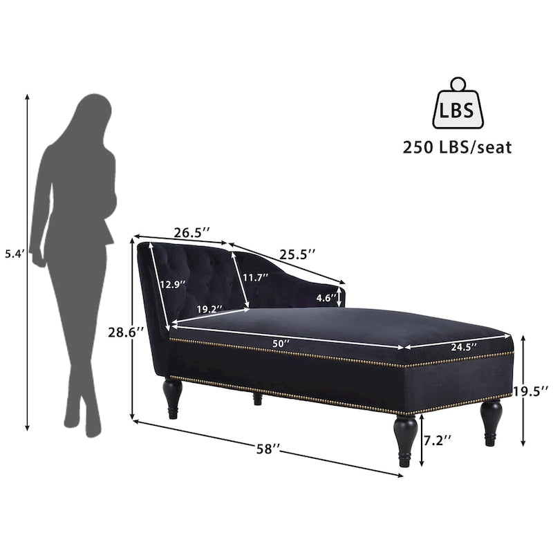 [Nouveau + Vidéo] Chaise longue en velours 58 - 26,50 x 58,00 x 28,60
