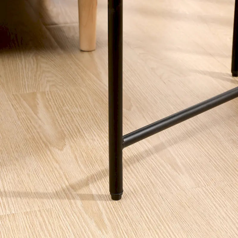 Table d'appoint noire à 2 niveaux avec rangement, table basse pour salon, structure en métal et table de chevet en bois