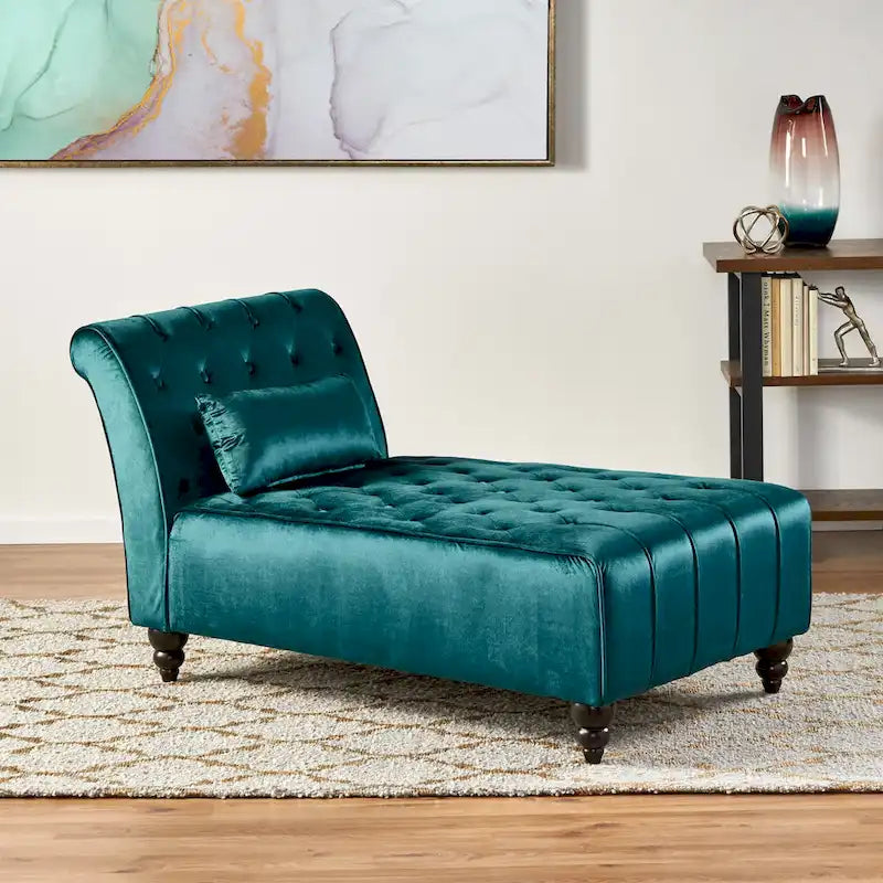 Chaise longue Rubie Modern Glam en velours capitonné par Christopher Knight Home