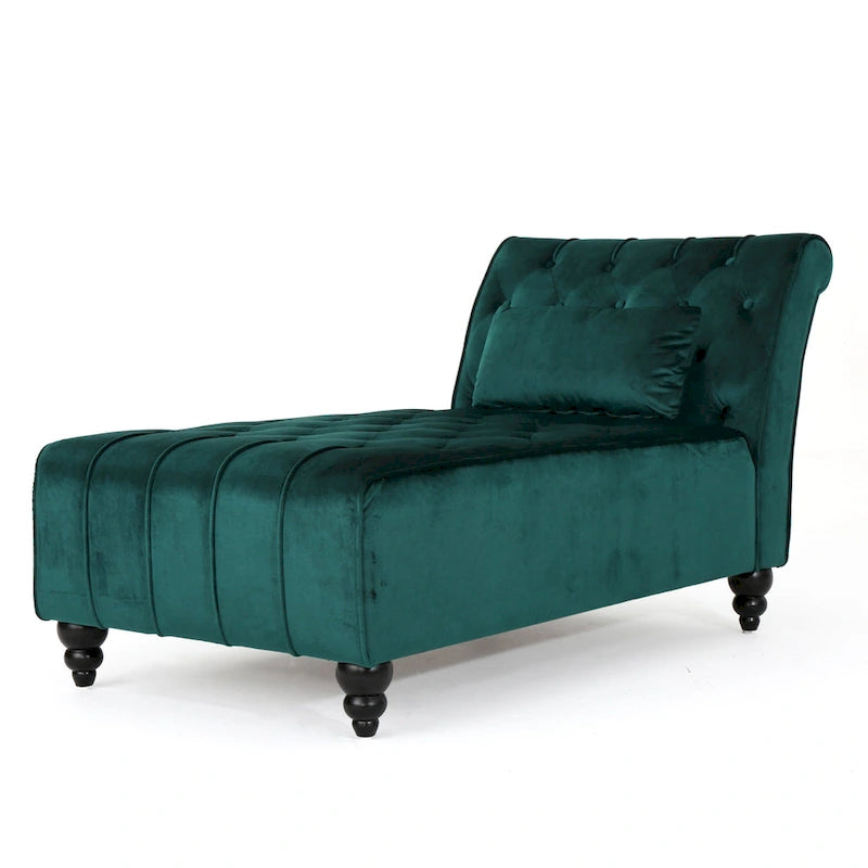 Chaise longue Rubie Modern Glam en velours capitonné par Christopher Knight Home