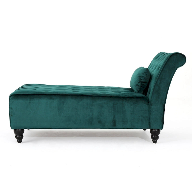 Chaise longue Rubie Modern Glam en velours capitonné par Christopher Knight Home