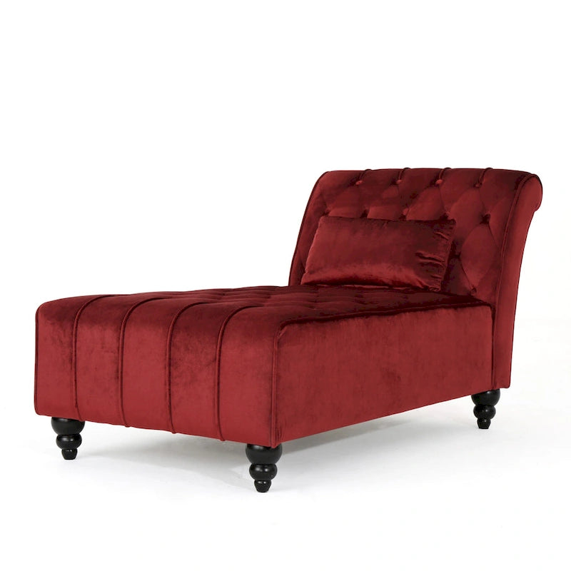 Chaise longue Rubie Modern Glam en velours capitonné par Christopher Knight Home