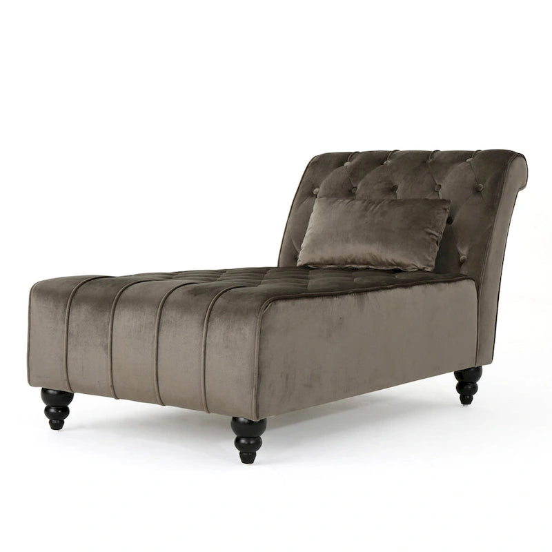 Chaise longue Rubie Modern Glam en velours capitonné par Christopher Knight Home