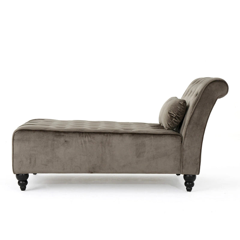 Chaise longue Rubie Modern Glam en velours capitonné par Christopher Knight Home