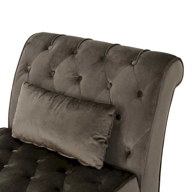 Chaise longue Rubie Modern Glam en velours capitonné par Christopher Knight Home