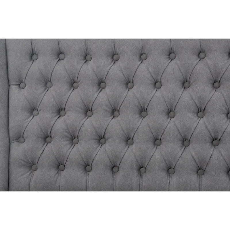 Banquette de salle à manger capitonnée à la française (tissu sable clair)