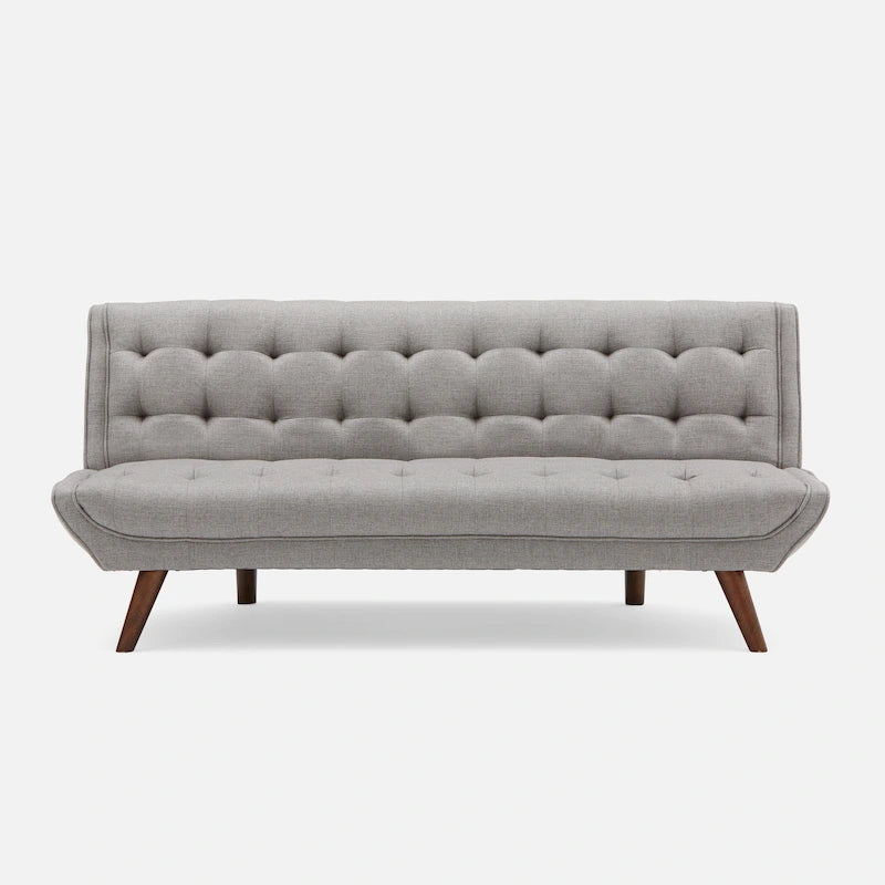 Canapé-lit moderne sans accoudoirs en tissu gris, pliable et réglable - 81,5 x 180,5 x 56 cm