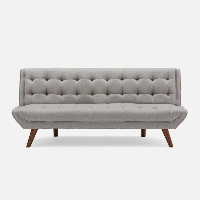 Canapé-lit moderne sans accoudoirs en tissu gris, pliable et réglable - 81,5 x 180,5 x 56 cm