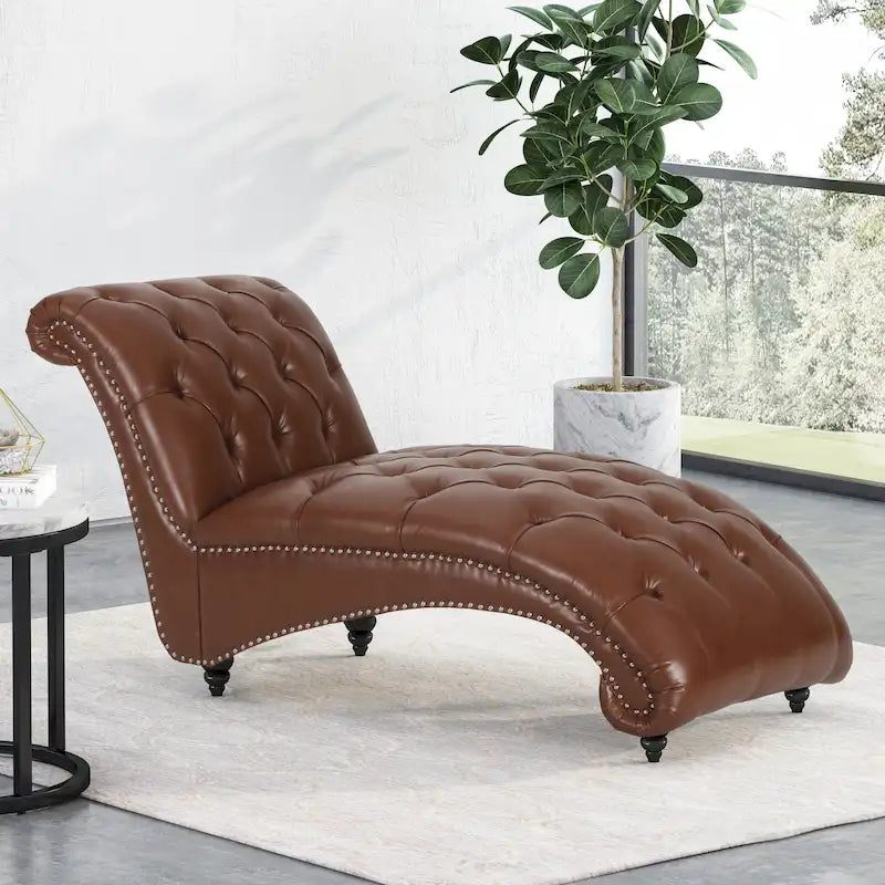 Chaise longue Varnell contemporaine capitonnée par Christopher Knight Home - 163 cm (L) x 74 cm (l) x 86 cm (H)