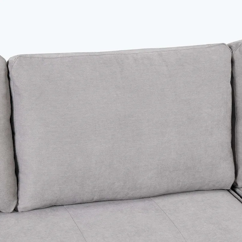 Canapé d'angle moderne en forme de L, réversible, 3 places, avec méridienne de rangement et 2 poufs