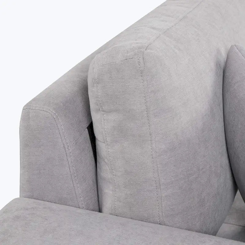 Canapé d'angle moderne en forme de L, réversible, 3 places, avec méridienne de rangement et 2 poufs