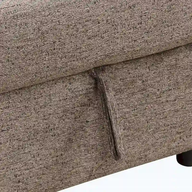 Canapé d'angle moderne en forme de L, réversible, 3 places, avec méridienne de rangement et 2 poufs