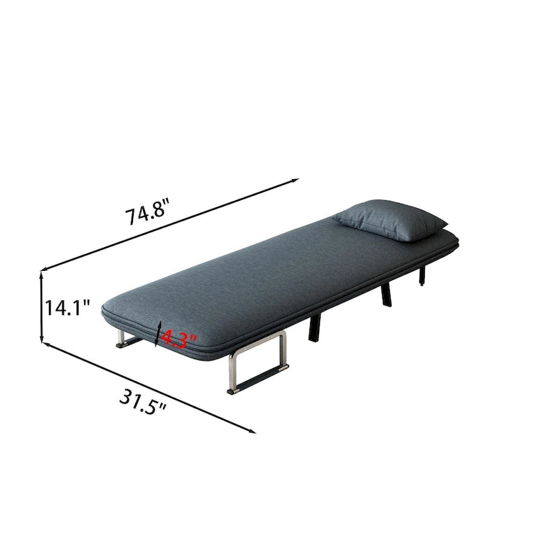 Canapé-lit convertible trois places avec dossier et oreiller réglables