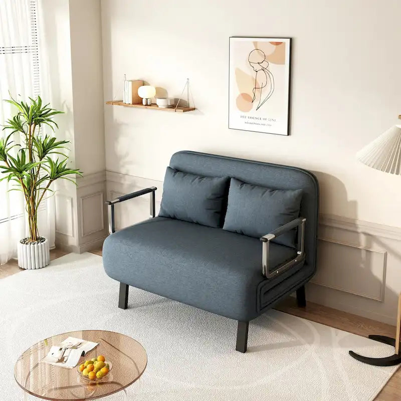 Canapé-lit convertible trois places avec dossier et oreiller réglables