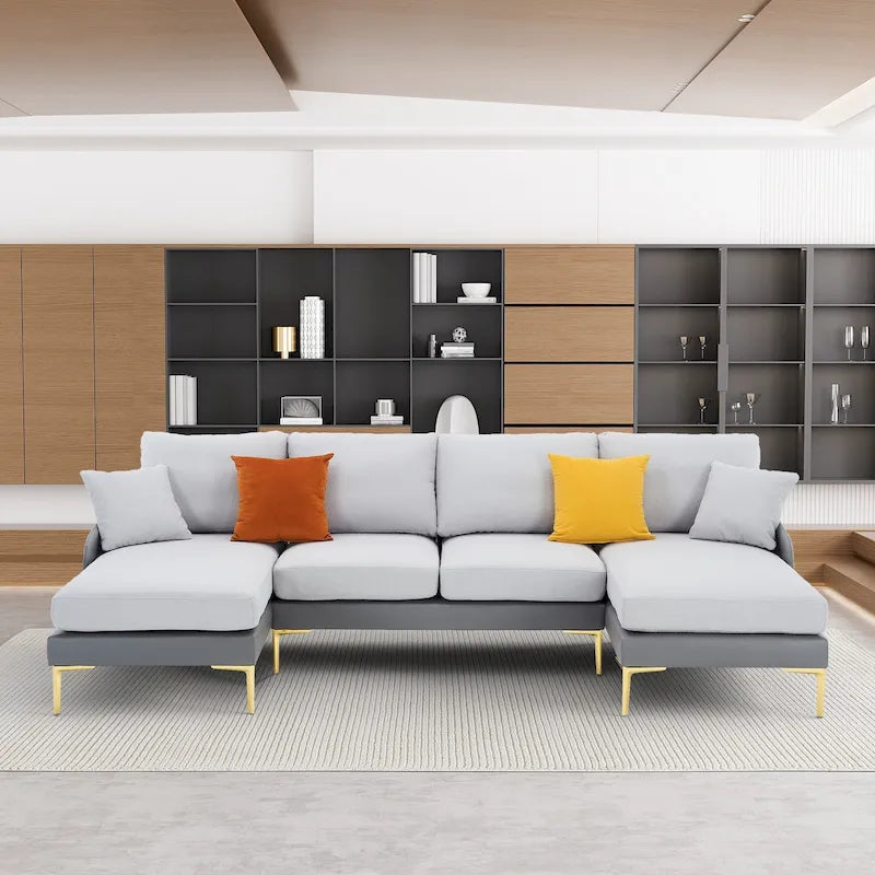 Canapé d'angle en U Ouyessir 4 places avec double méridienne