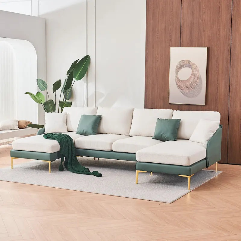 Canapé d'angle en U Ouyessir 4 places avec double méridienne