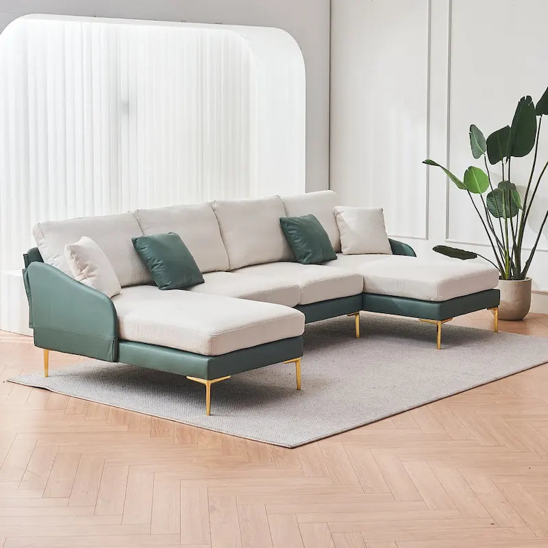 Canapé d'angle en U Ouyessir 4 places avec double méridienne