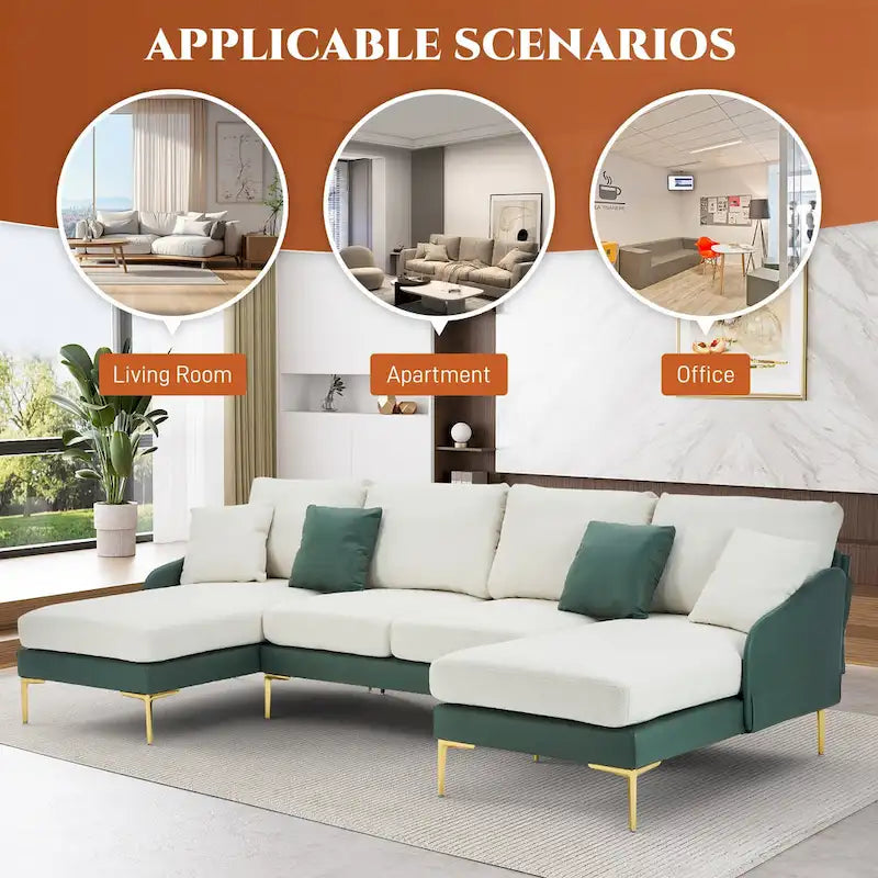 Canapé d'angle en U Ouyessir 4 places avec double méridienne