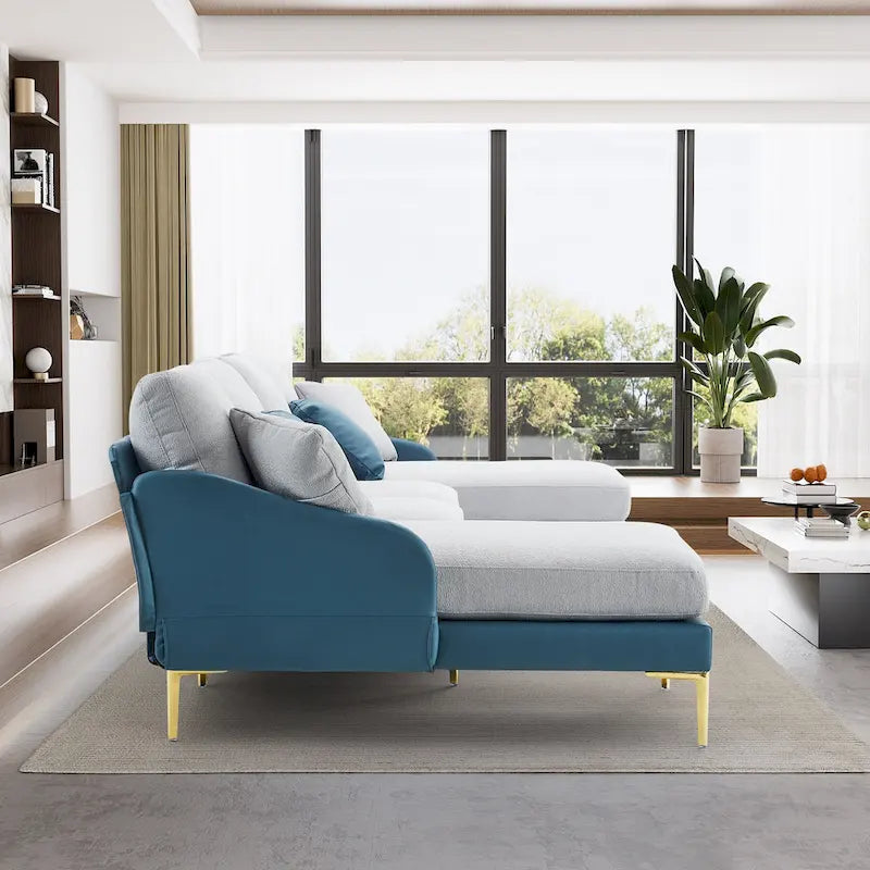 Canapé d'angle en U Ouyessir 4 places avec double méridienne