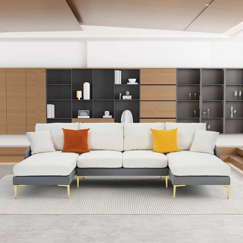 Canapé d'angle en U Ouyessir 4 places avec double méridienne