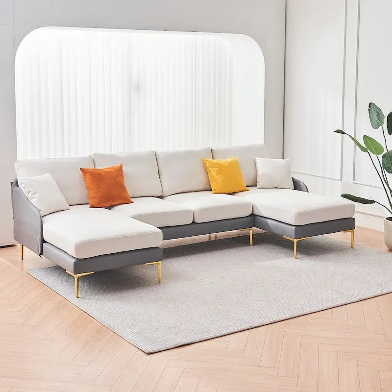 Canapé d'angle en U Ouyessir 4 places avec double méridienne