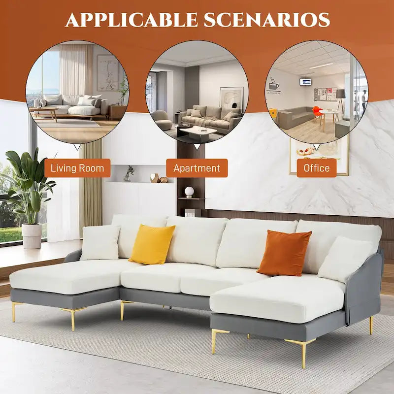 Canapé d'angle en U Ouyessir 4 places avec double méridienne