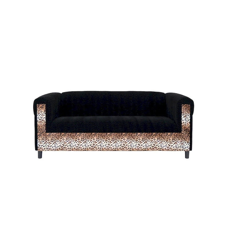 Canapé 3 places Coast to Coast Sofas style moderne du milieu du siècle, revêtement en velours, structure en bois massif.