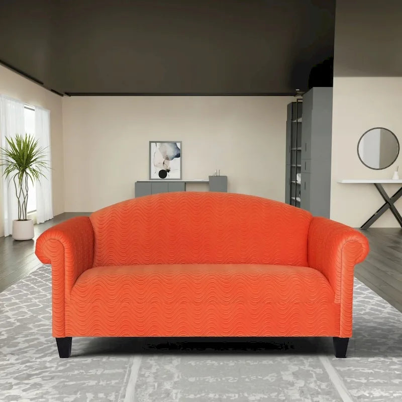 Canapé traditionnel 3 places Coast to Coast Sofas, revêtement en velours, structure en bois massif.