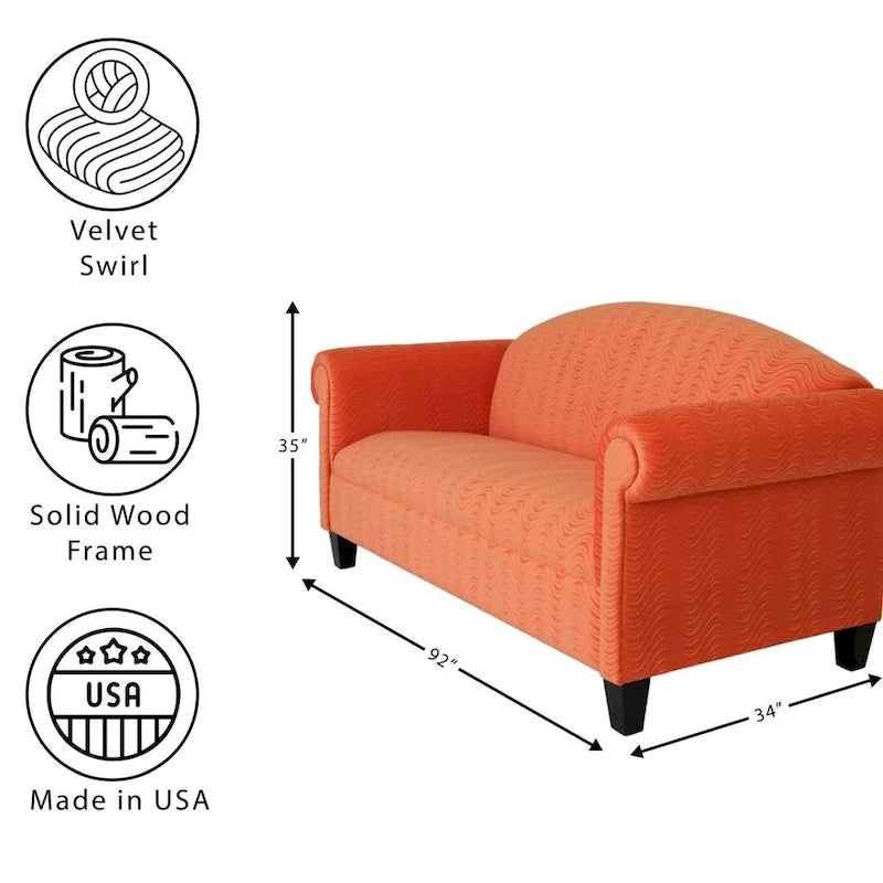 Canapé traditionnel 3 places Coast to Coast Sofas, revêtement en velours, structure en bois massif.